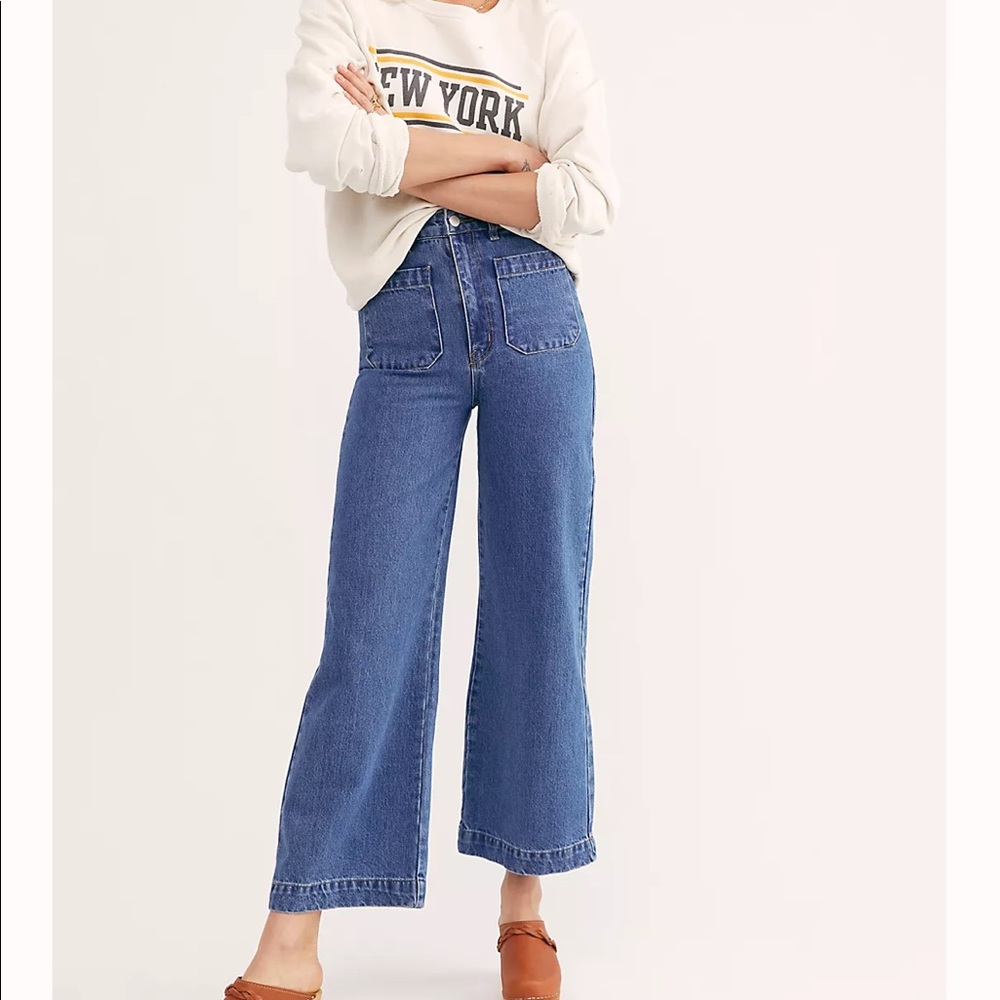 Rolla’s Sailor Wide Leg Jean Pants in Ashley Blue